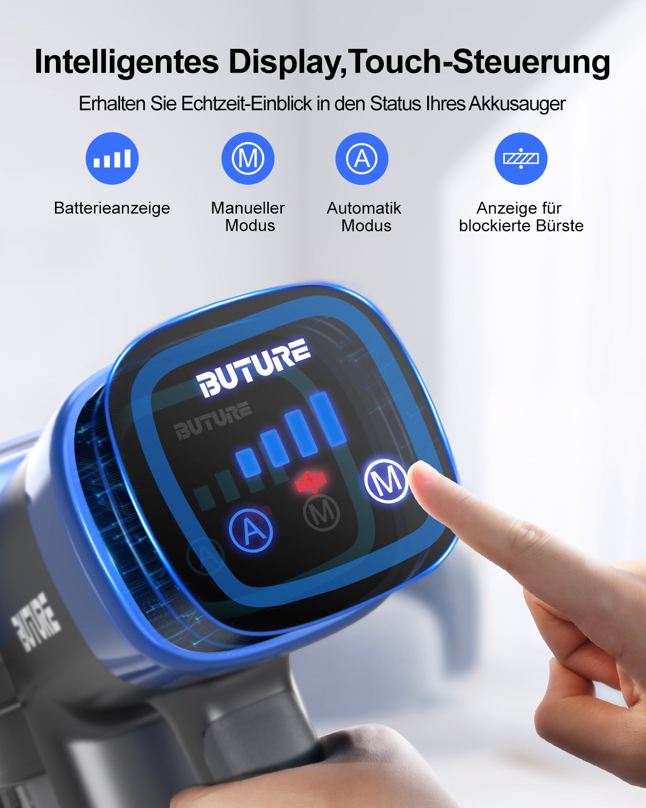 Pacchetto sottovuoto: Buture Aspirapolvere VC50 Blu + 2 batterie + 10 filtri HEPA