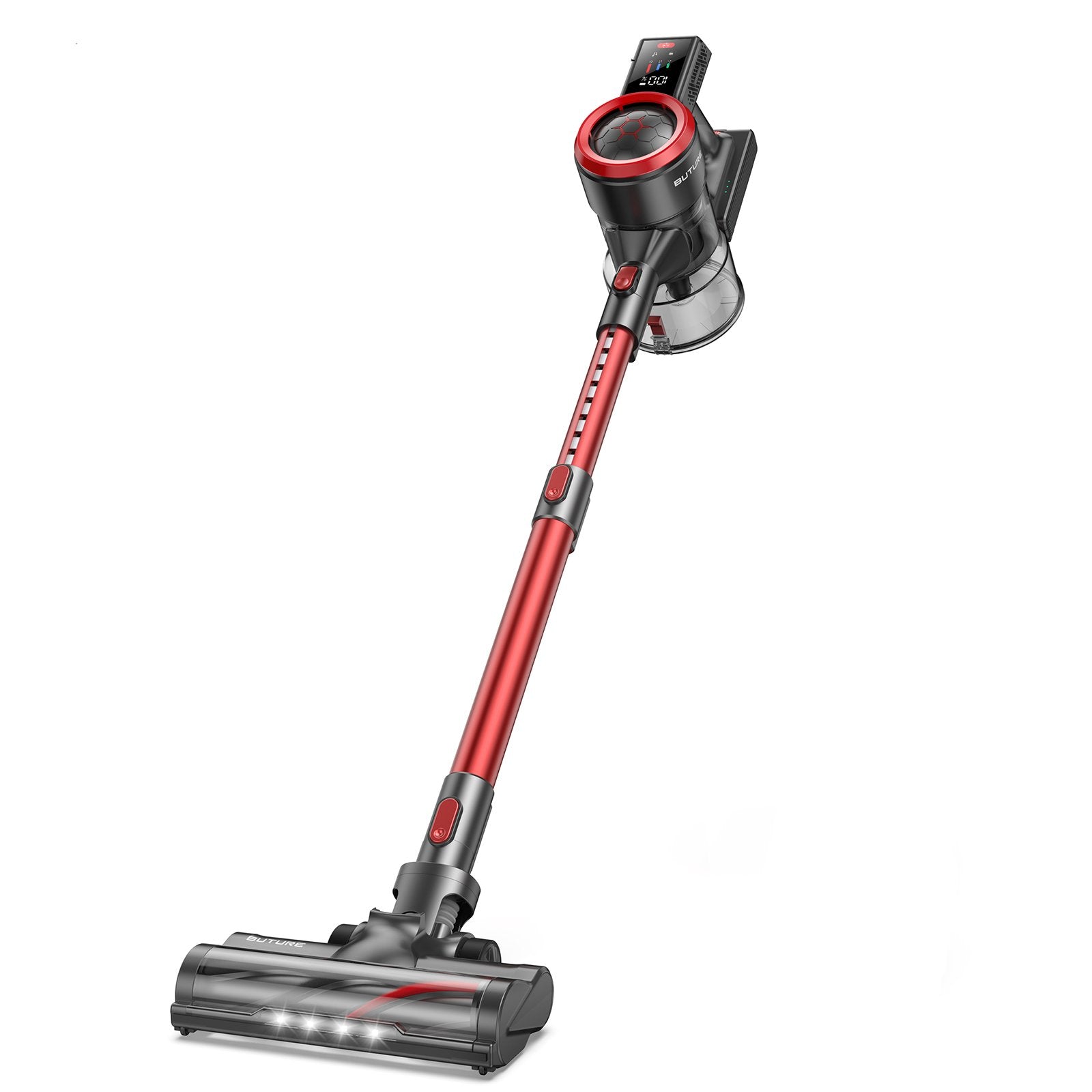 Buture JR700 Red Wireless Stick Vacuum Cleaner 450W 38KPA with Smart Touch Screen