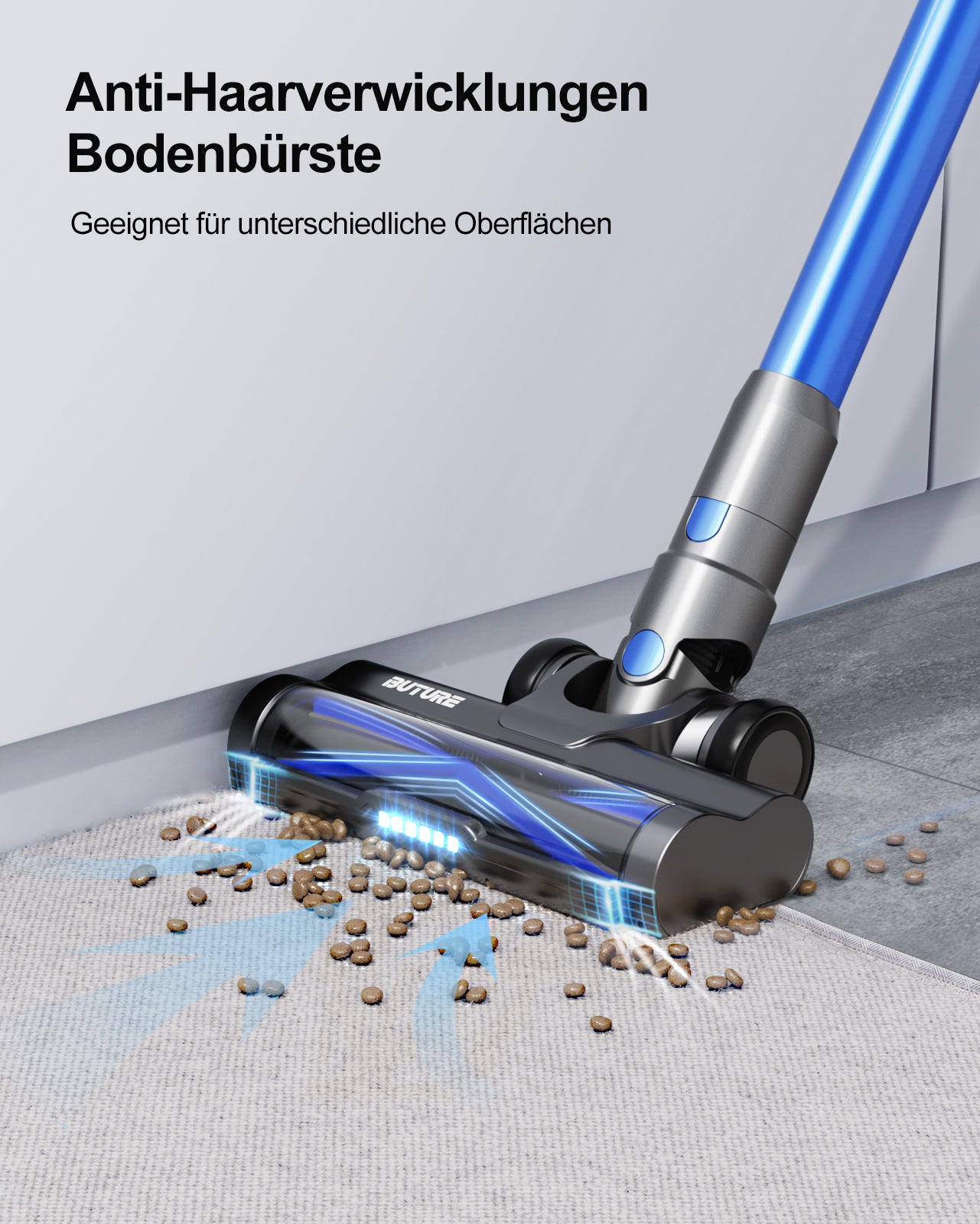 Pacchetto sottovuoto: Buture Aspirapolvere VC50 Blu + 2 batterie + 10 filtri HEPA