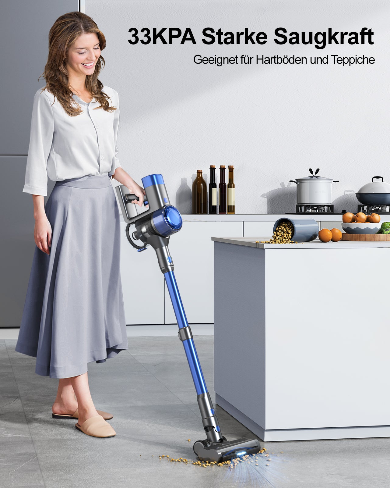 Pacchetto sottovuoto: Buture Aspirapolvere VC50 Blu + 2 batterie + 10 filtri HEPA