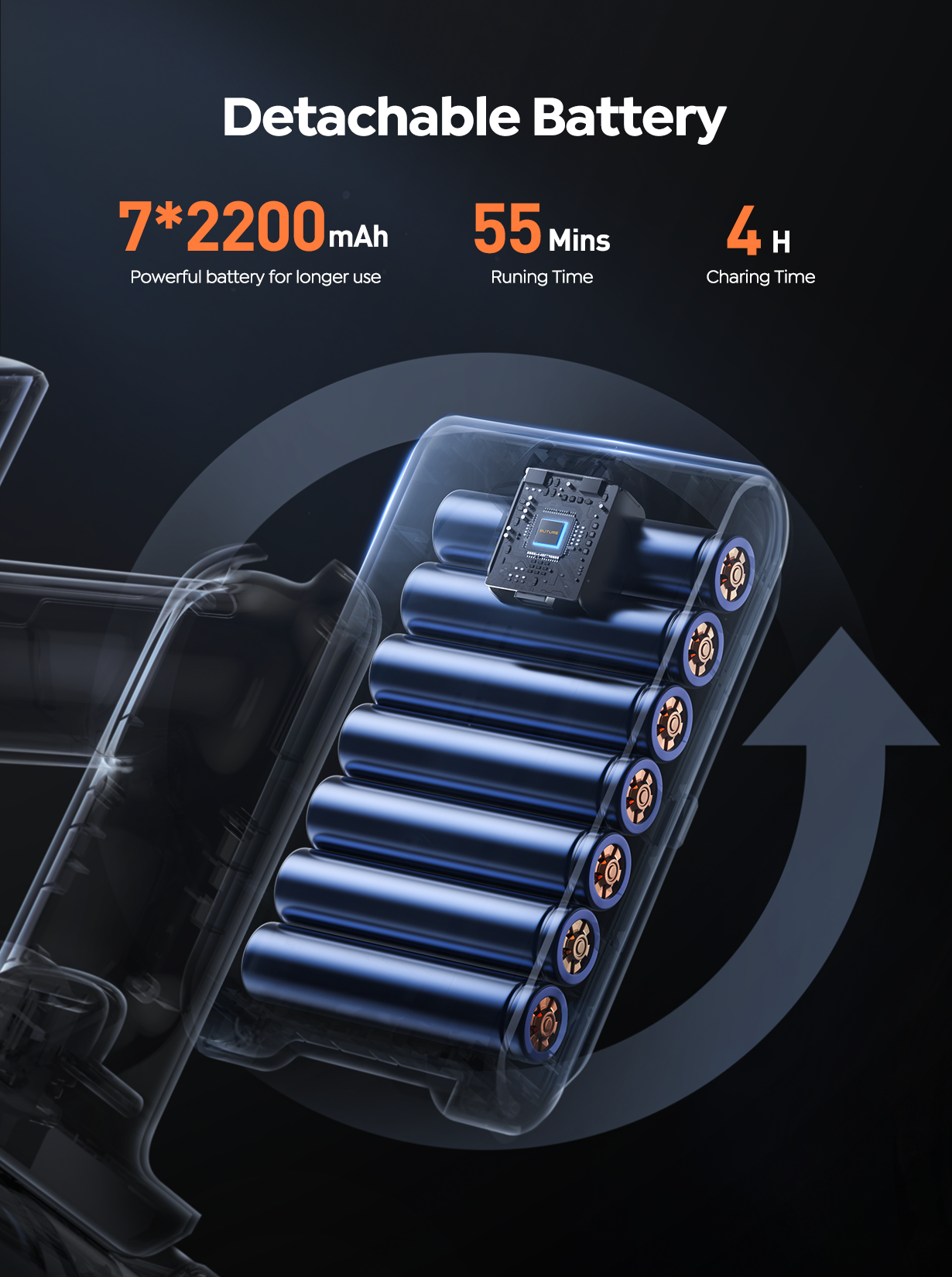 Vakuumpaket: Buture JR700 Blue Vacuum + 2 Batterien + 9 HEPA-Filter