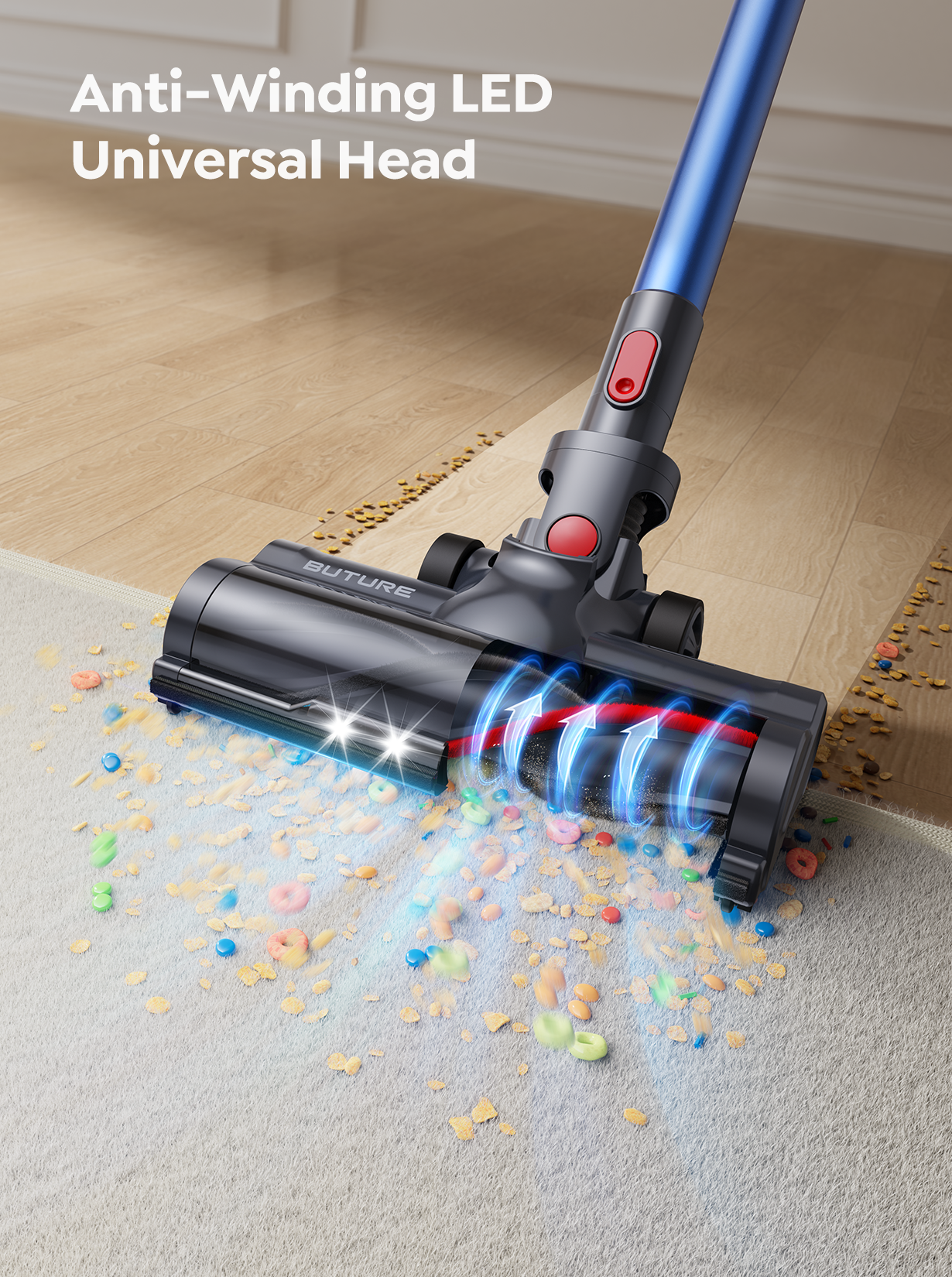 Vakuumpaket: Buture JR700 Blue Vacuum + 2 Batterien + 9 HEPA-Filter