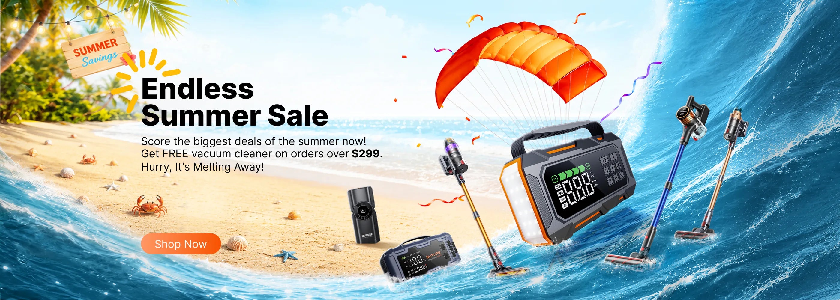 Buture Summer Sale 2026 is here! Enjoy huge savings on cordless vacuum and car jump starter, get up to 77% off.
