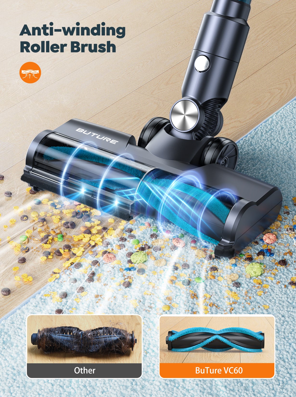 Pacchetto sottovuoto: Buture Aspirapolvere VC60 + 2 batterie + 10 filtri HEPA