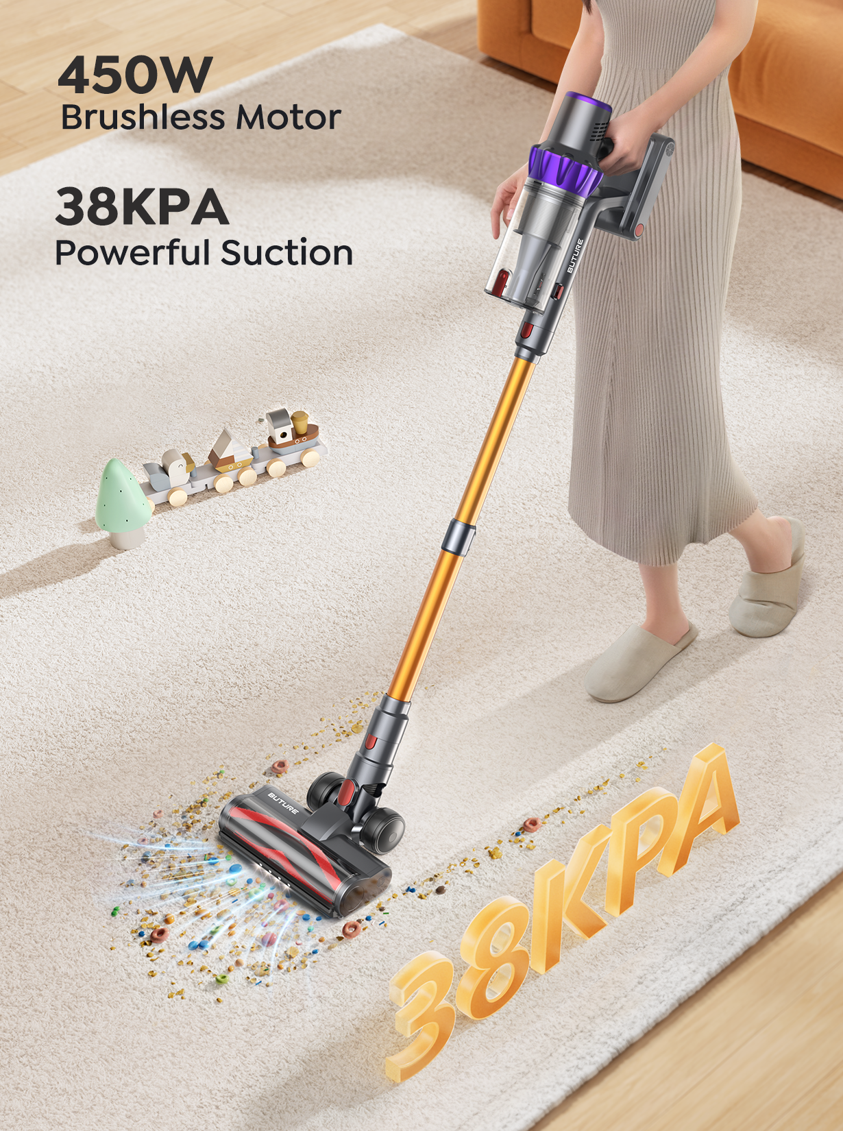 Vakuumpaket: Buture VC80 Staubsauger + 2 Batterien + 9 HEPA-Filter